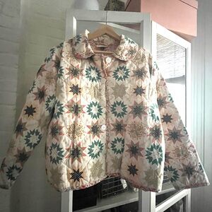 Universal Thread Quilted Star-Print Cream Jacket - Women’s Cozy Coat